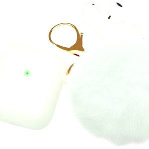 Airpod Case,Silicone Cover with Fur Ball Keychain